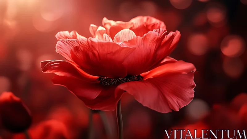 Crimson Beauty: A Radiant Red Bloom in Golden Light.