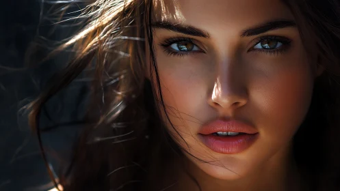 Photorealistic close-up portrait with dramatic rim lighting.