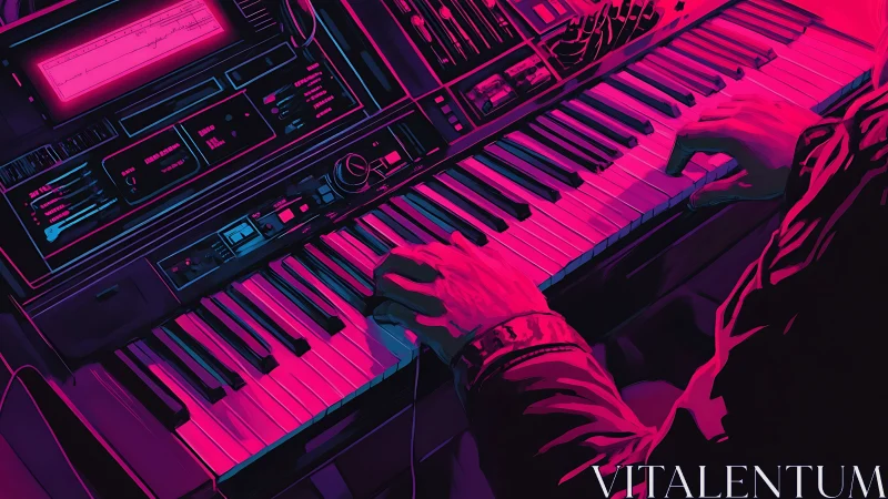 Neon synth sorcerer conjuring retro-futurist midnight melodies.