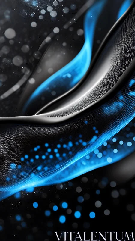 Blue luminescent waves over carbon-textured ribbons.