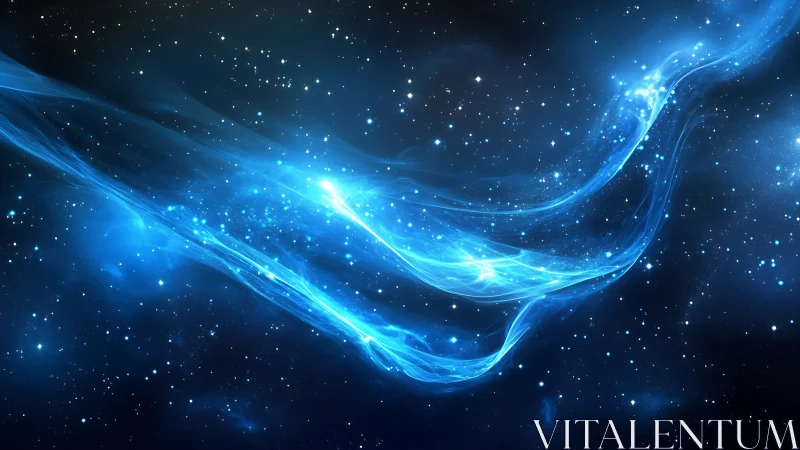 Digital nebula currents with luminous galactic ribbon flow.