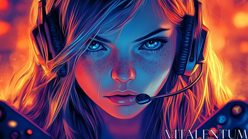 Intense gamer portrait uses neon rim lighting and dual color grading