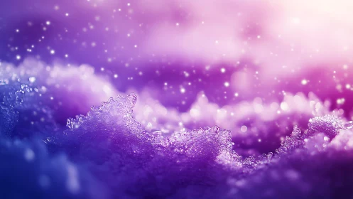Magical Winter Ice Crystals in Dreamy Purple Abstract Style.
