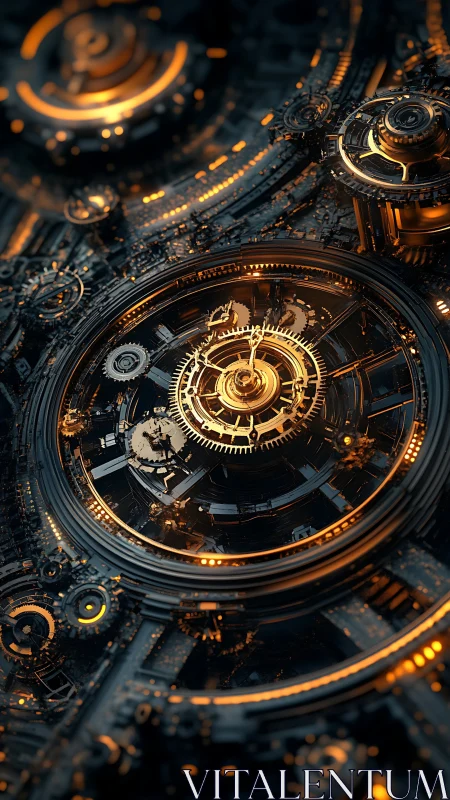Clockwork Nebula: golden gears turning in deep space.