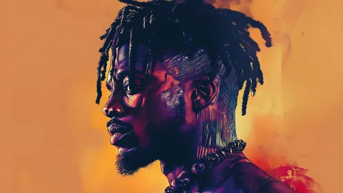 Radiant profile portrait in vivid neon brushwork glow.