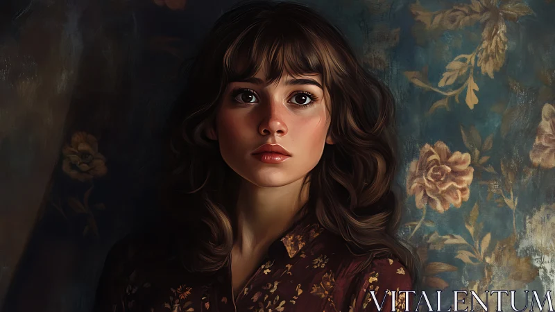 Hyperreal digital portrait isolates a pensive young woman