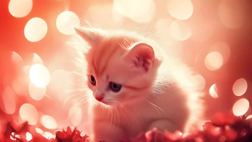 Enchanted Kitten in a Soft Coral Dream.