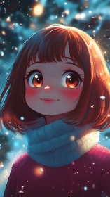 Young girl portrait rendered in soft winter evening lighting