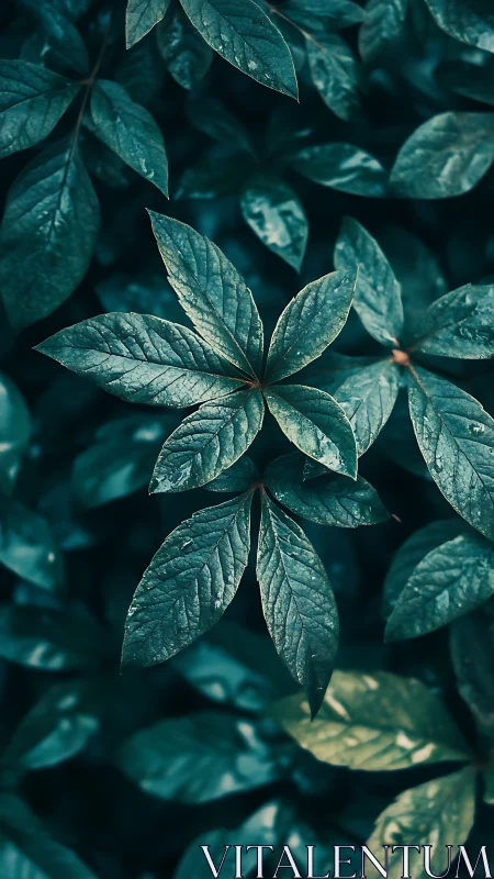 Gentle teal leaves inviting a quiet moment of calm reflection.