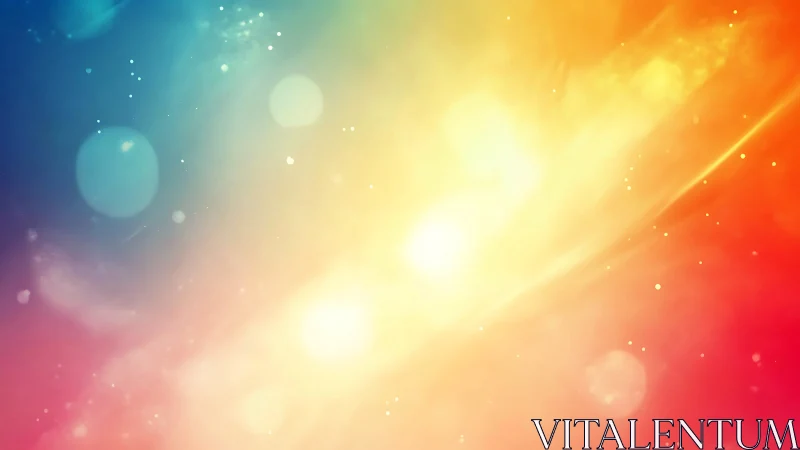 Radial bokeh gradient blends cyan to red with high-key glow