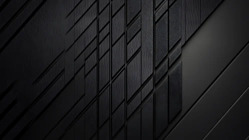 Geometric black panel abstraction with layered diagonal segments.