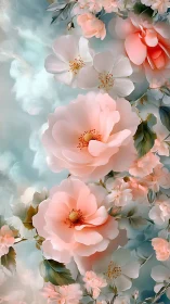 Luminous Blooms Against Soft Aquamarine Sky.