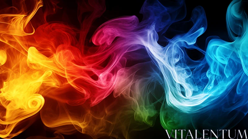 Multicolored vapor plumes forming fluid abstract bands.