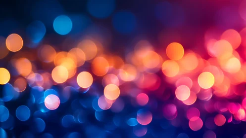 Vibrant abstract bokeh lights in blue and orange, digital art style.