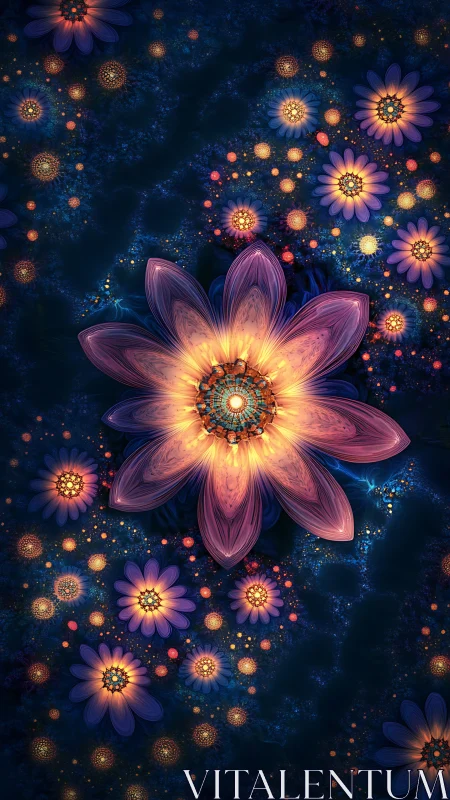 Luminescent fractal blossoms unfolding in cosmic nightscape.