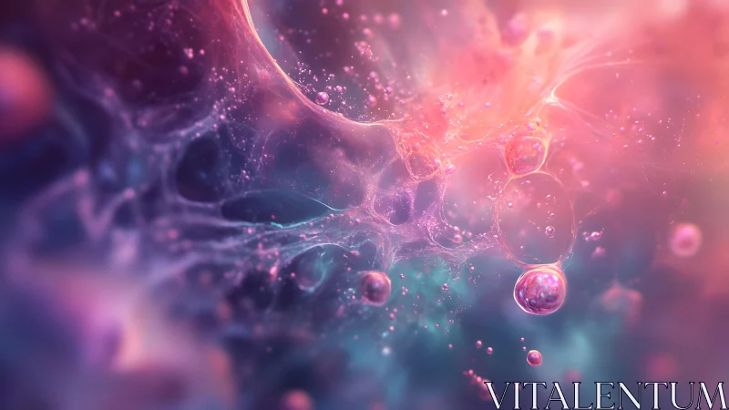 Surreal Abstract Cells in Pink and Blue Dreamlike Digital Art.