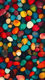 Colorful stone garden of playful painted pebbles.