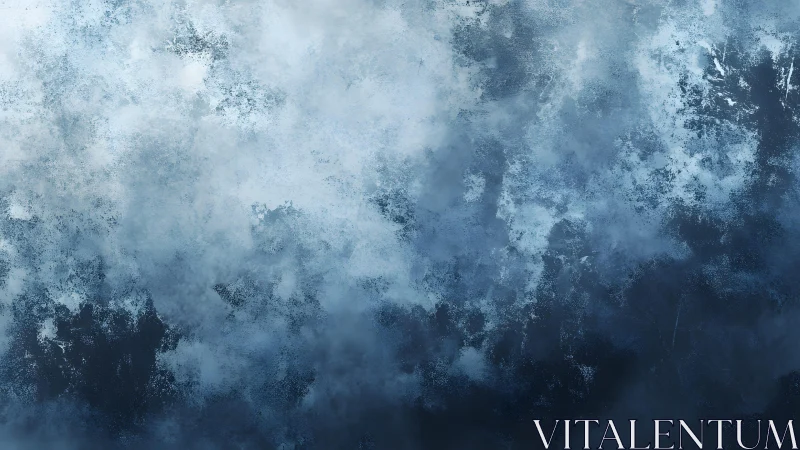 Abstract blue and white textured cloudscape digital painting.