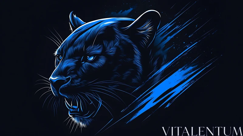 Blue Panther Head with Dynamic Motion Lines