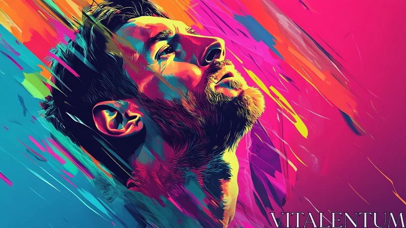 Vibrant portrait of a dreamer bathed in bold neon color.