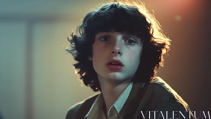 Softly lit teen portrait with curious, thoughtful gaze.