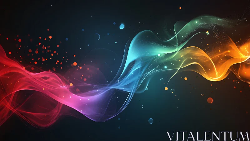 Color spectrum waves flow through dark cosmic void.