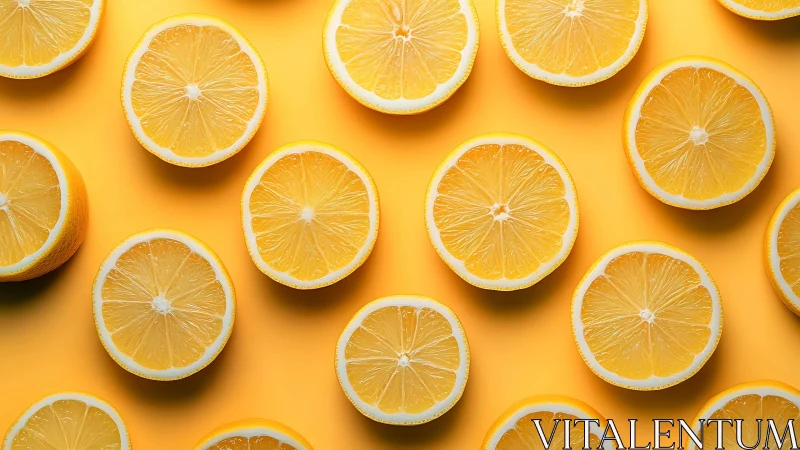 Halved lemons form bright repeating pattern on yellow background