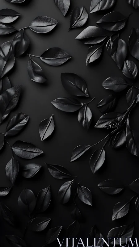 Glossy black leaves create a dramatic monochrome botanical field