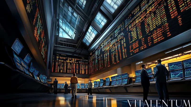 Traders monitor digital stock boards inside high tech exchange