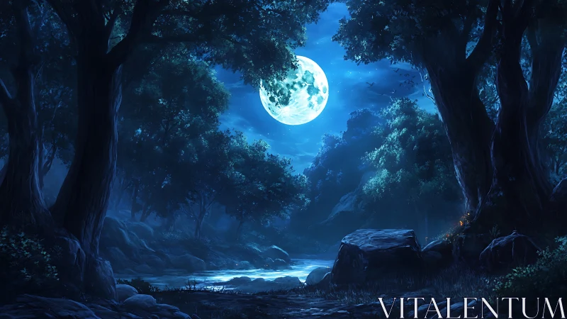 Moonlit Forest Escape: A Mystical Journey Through Ancient Woods.