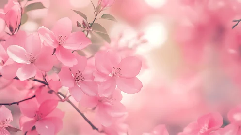 Pink Cherry Blossoms in Soft Focus.