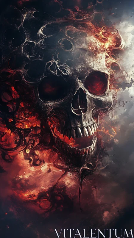 Infernal skull erupts through swirling cosmic firestorm