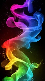 Chromatic smoke ribbon pirouettes through a star-flecked void