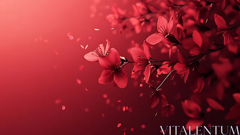 Red Flowers Dancing in Soft Coral Light Embrace