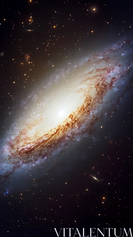 Spiraling galaxy glows softly as starlight drifts into space