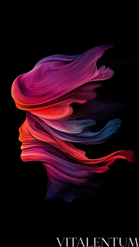 Colorful flowing portrait turns paint strokes into quiet motion
