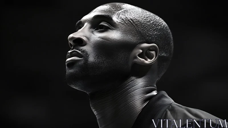 High-contrast monochrome portrait captures focused athlete profile