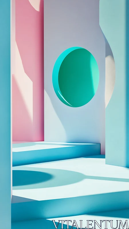 Chromatic architectural void with geometric pastel light mapping.