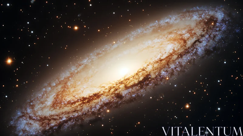 Spiral galaxy sails through starlit void in blazing bloom.