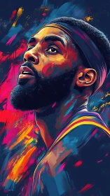 Bold basketball portrait glows with color and quiet strength