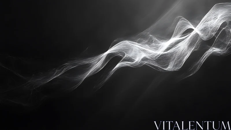 Abstract white light trails on dark gradient background.