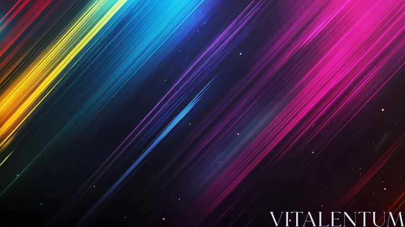 Diagonal neon light streaks create dynamic chromatic gradients