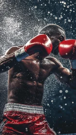 Droplet-Dusted Champion: Red Gloves Meet Crystalline Rain.