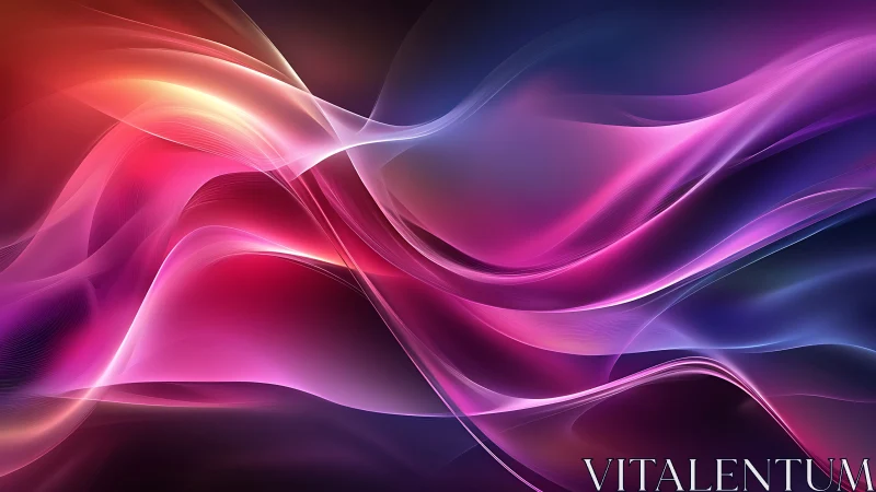 Iridescent magenta light waves in fluid digital motion design.