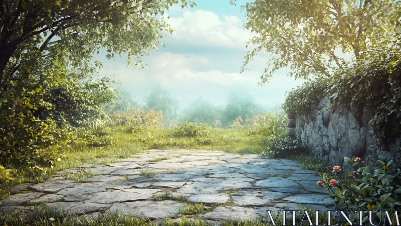 Hidden Garden Path Through Timeless Woods.