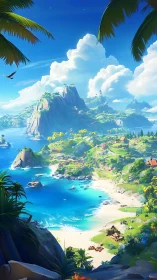 Tropical Island Paradise Rendered with Advanced Global Illumination and Volumetric Cloud Systems