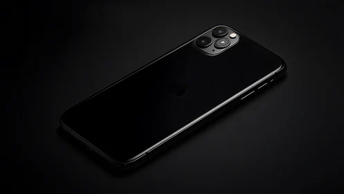 Sleek glass and steel symphony – iPhone Pro emerges from shadow.