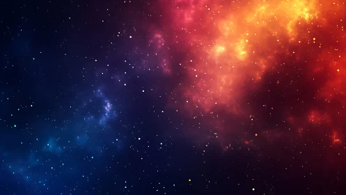 Nebula sky gradient with glowing stars and cosmic dust.