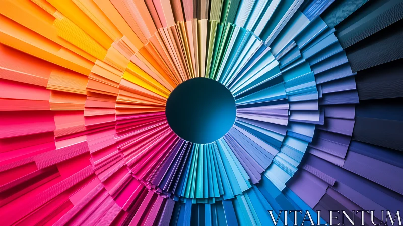 Radiant circular spectrum of layered geometric color panels