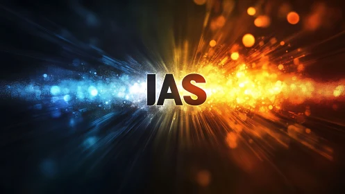 IAS abbreviation with radial light burst on dark field.